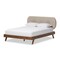 Baxton Studio Penelope Solid Walnut Wood Beige Upholstered Queen Size Platform Bed 131-7110 - alternate 1